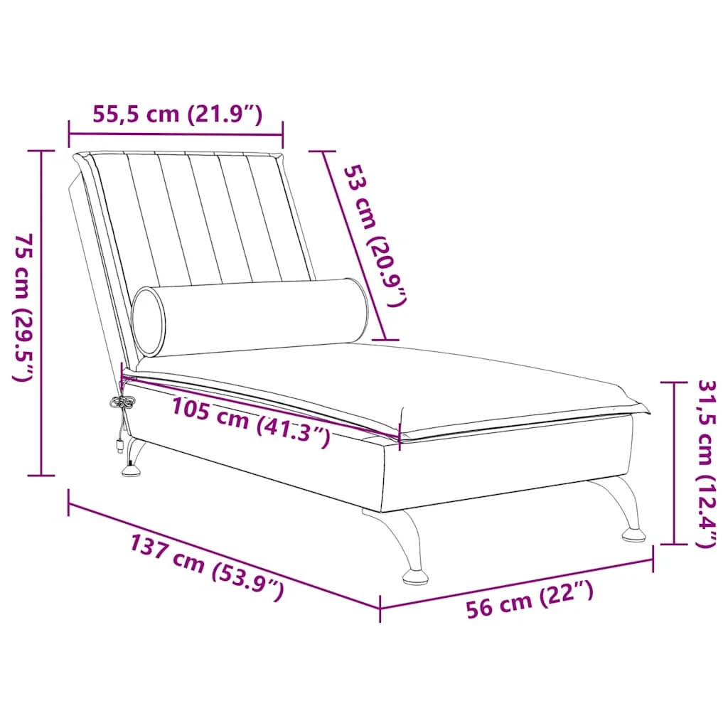 Masážna leňoška s valcom tmavosivá zamat