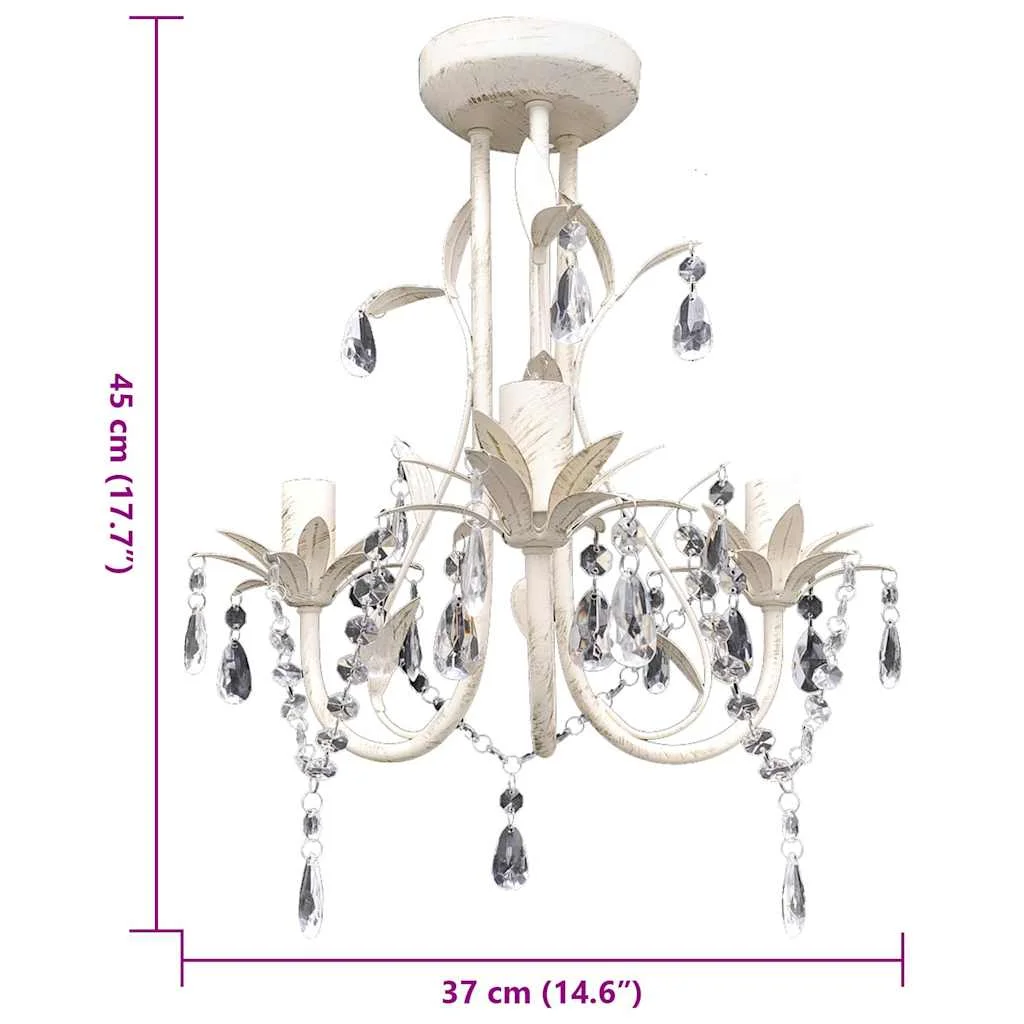 Krištáľový vysiaci luster, elegantný, biely