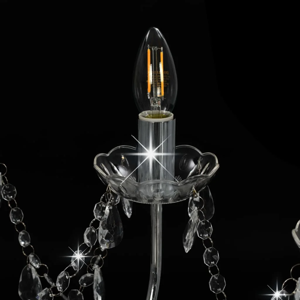 Luster s korálkami strieborný 12 x E14 žiaroviek