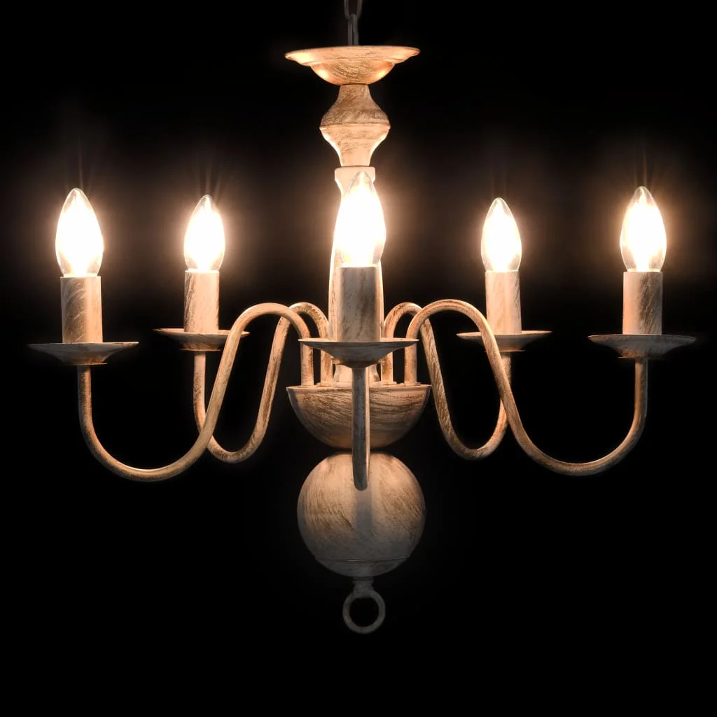 Luster biely antický 5 x E14 žiarovky