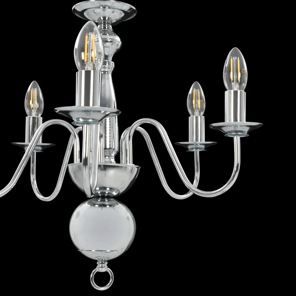 Luster strieborný 5 x E14 žiarovky