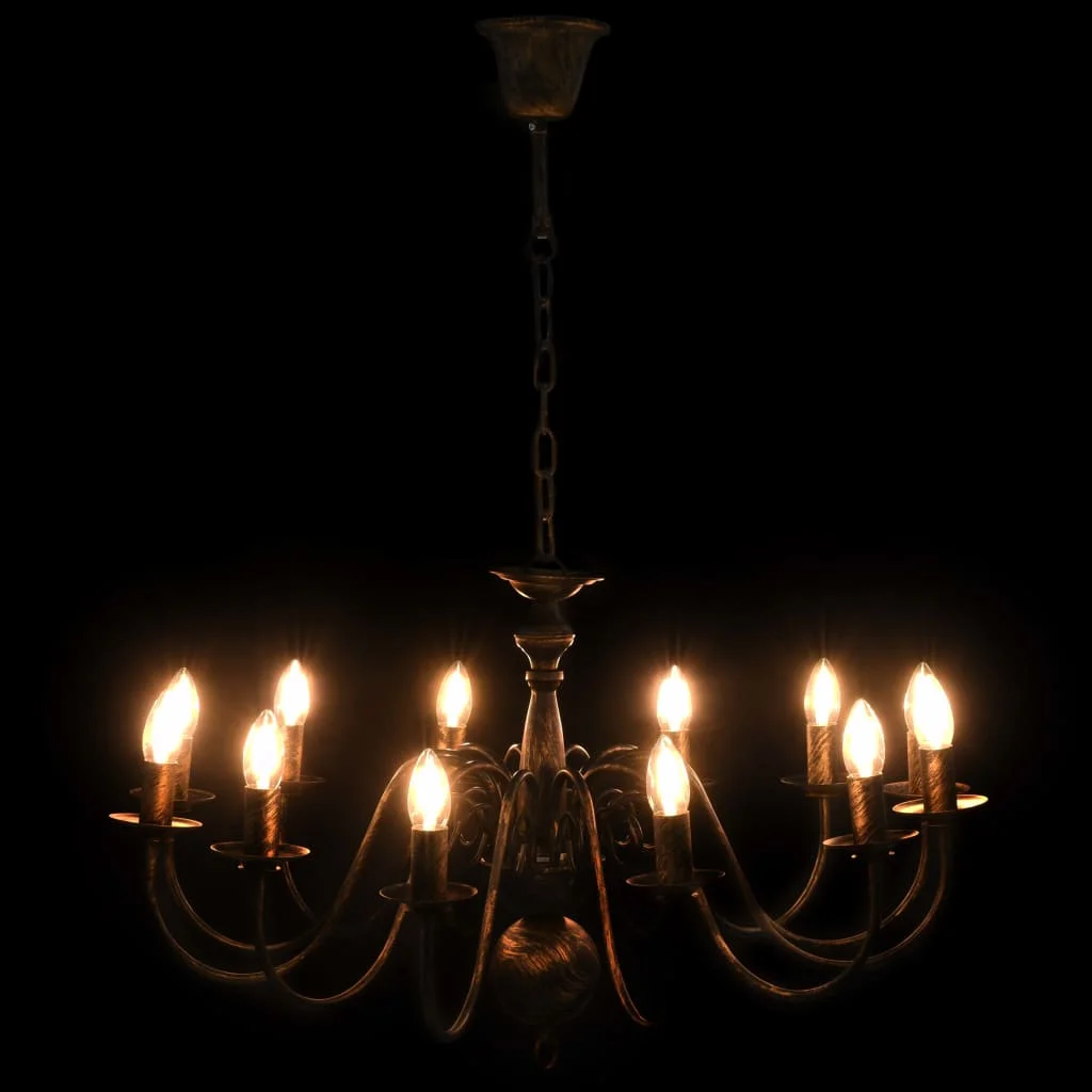 Luster, čierny, starožitný 12 x žiarovky E14