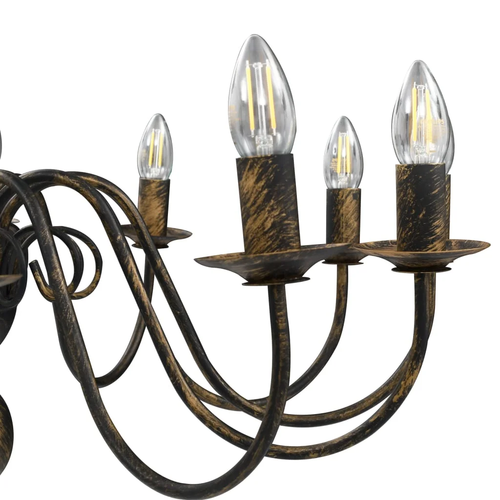 Luster, čierny, starožitný 12 x žiarovky E14