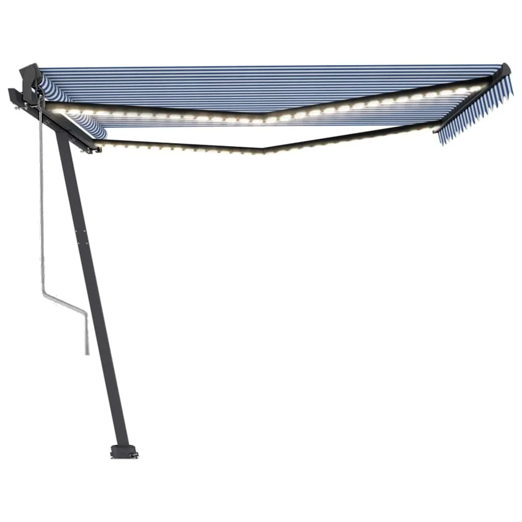 Automatická markíza s LED a senzorom 400x350 cm modrá a biela