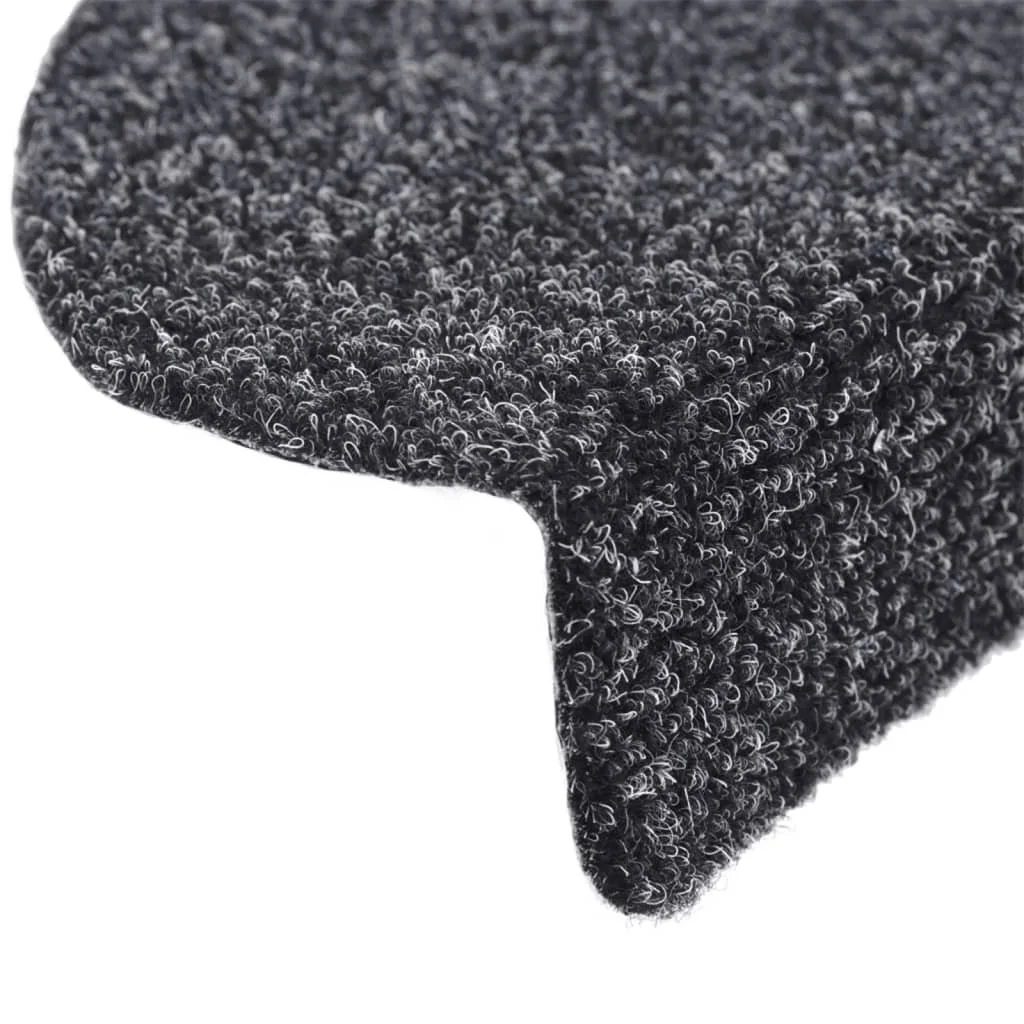 Schodové rohože, samolepiace, 15 ks, 56x17x3 cm, tmavošedé, polkruhové