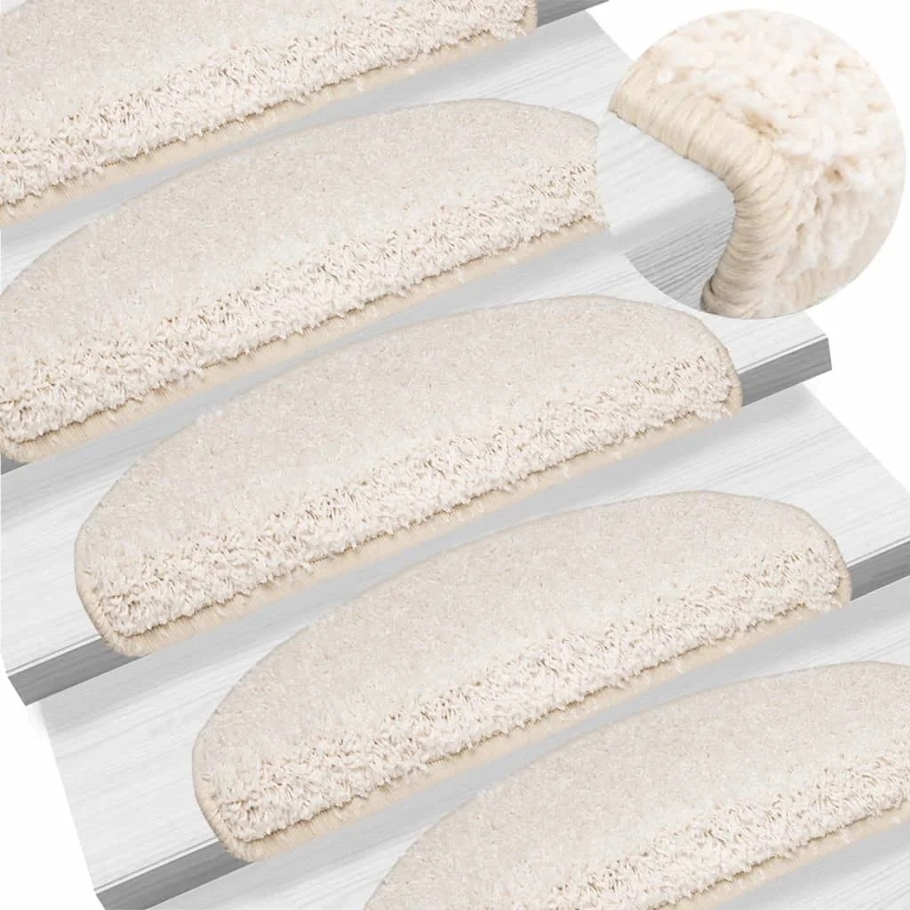 Schodové rohože 15 ks 65x21x4 cm biele polkruhové veľké