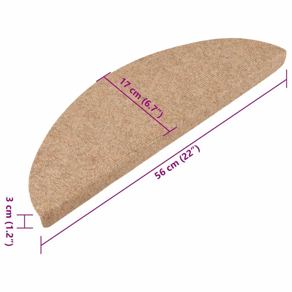 Samolepiace nášľapy na schody 15 ks 56x17x3 cm béžové