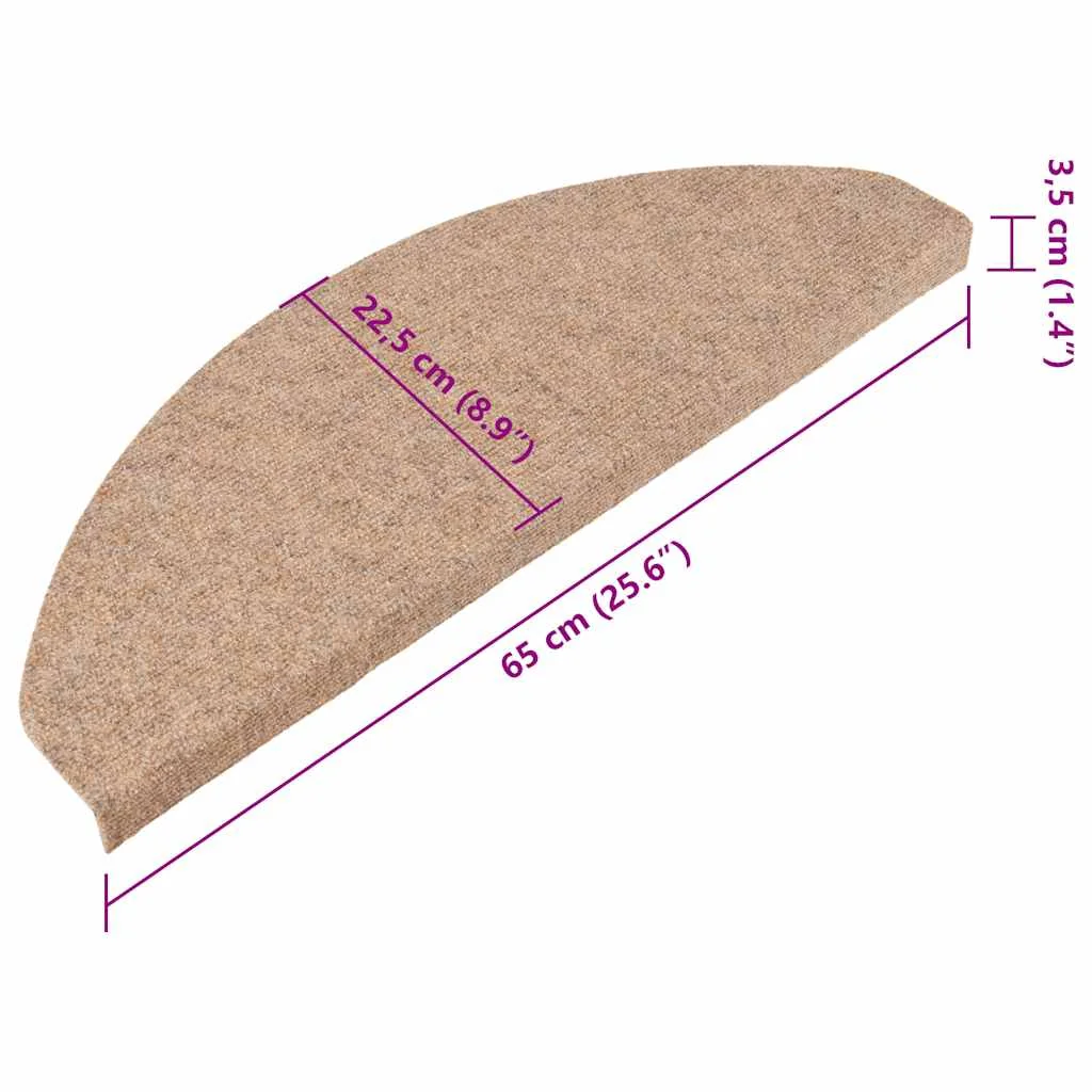 Samolepiace nášľapy na schody 15 ks 65x22,5x3,5 cm béžové
