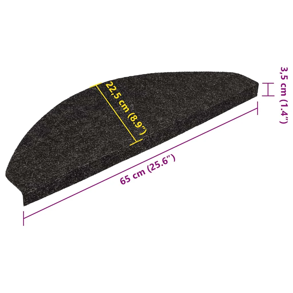 Samolepiace nášľapy na schody 15 ks 65x22,5x3,5 cm antracitové