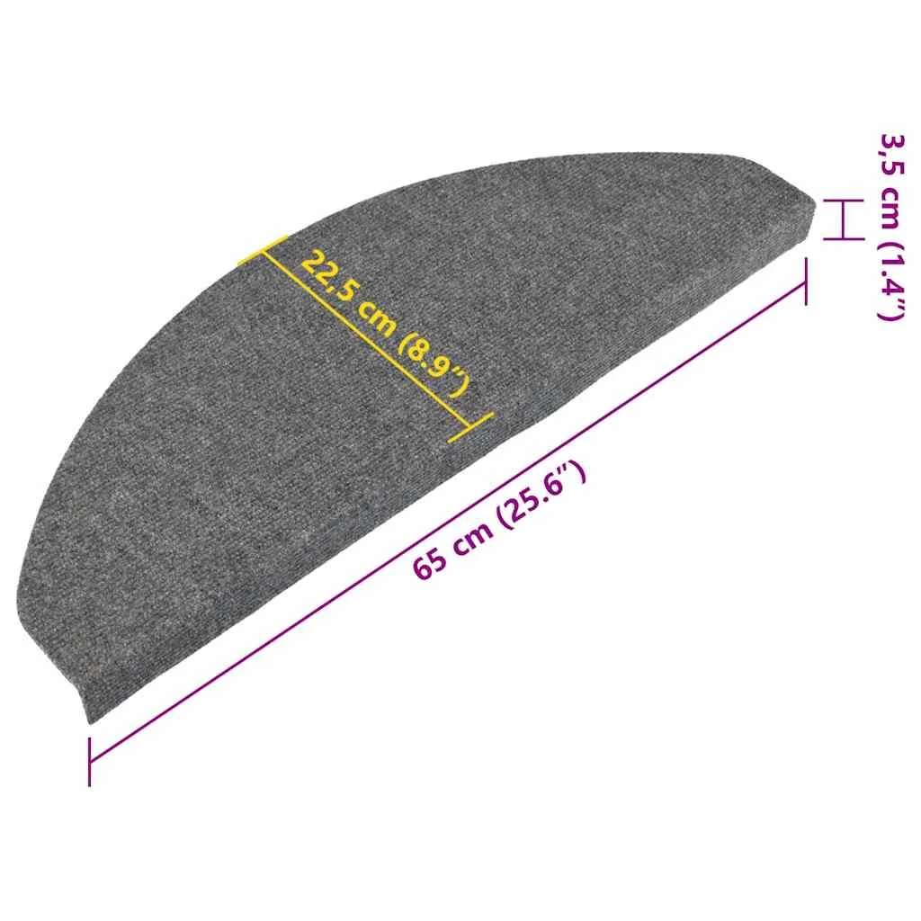 Samolepiace nášľapy na schody 15 ks 65x22,5x3,5 cm sivé