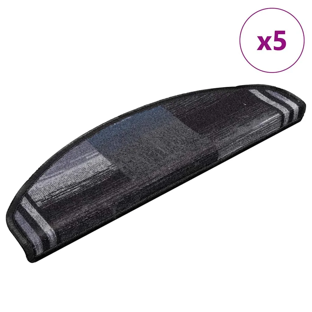 Nášľapy na schody samolepiace 5 ks 65x21x4 cm čierne a sivé