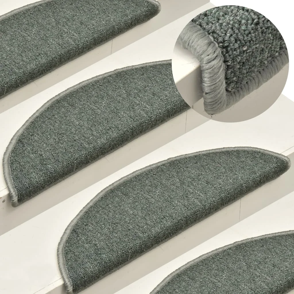 Schodové rohože 15 ks 56x17x3 cm tmavozelené polkruhové