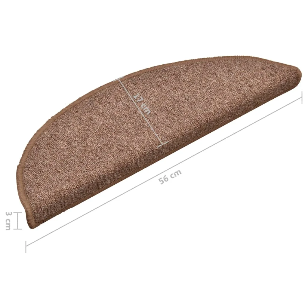 Kobercové nášľapy na schody 15 ks hnedé 56x17x3 cm