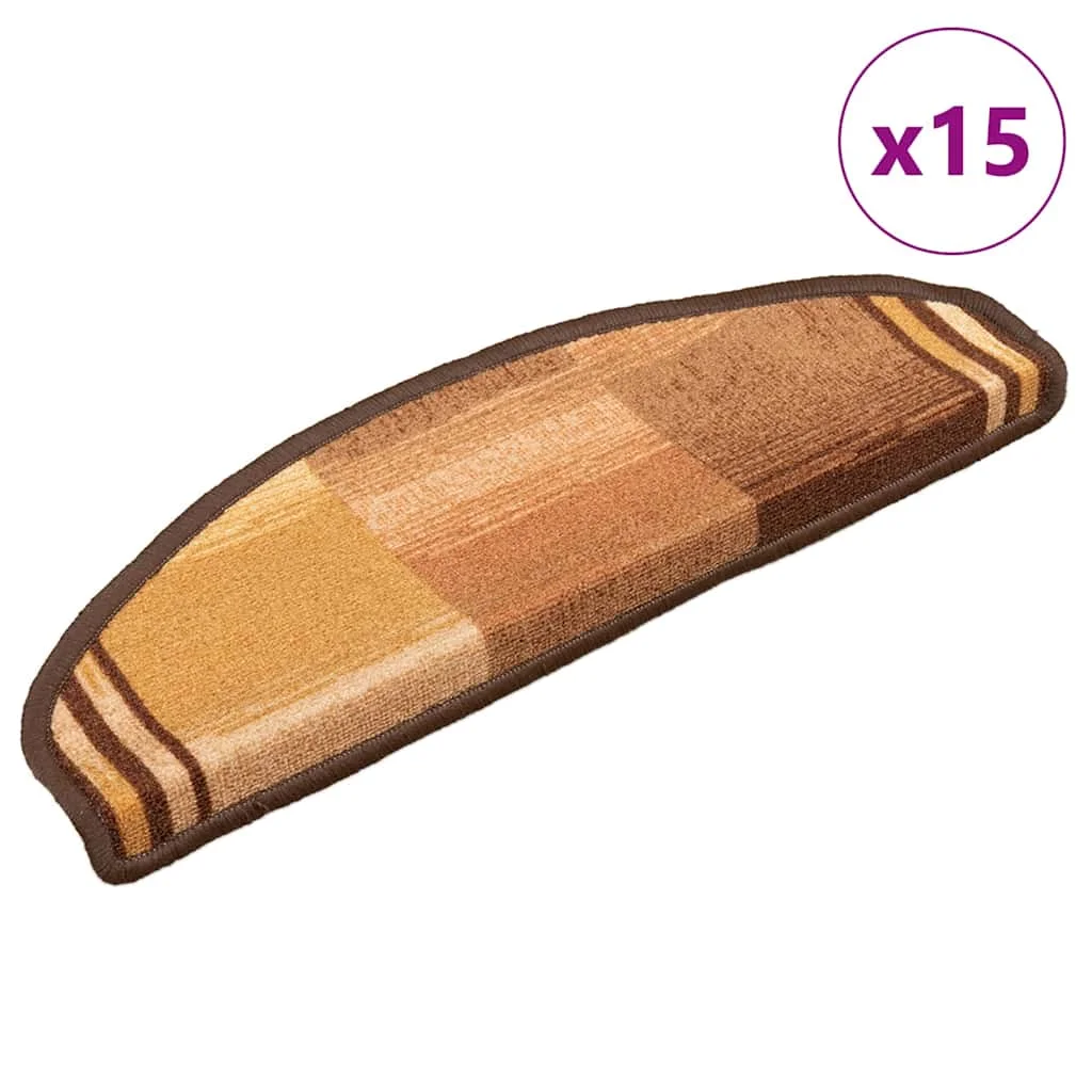 Samolepiace nášľapy na schody 15 ks, hnedé 65x21x4 cm