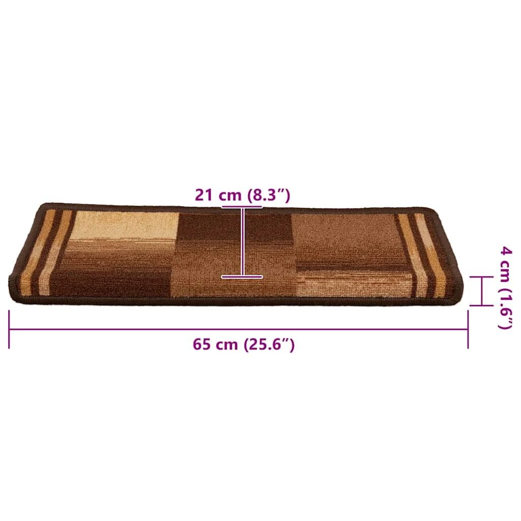 Samolepiace nášľapy na schody 15 ks 65x21x4 cm hnedé