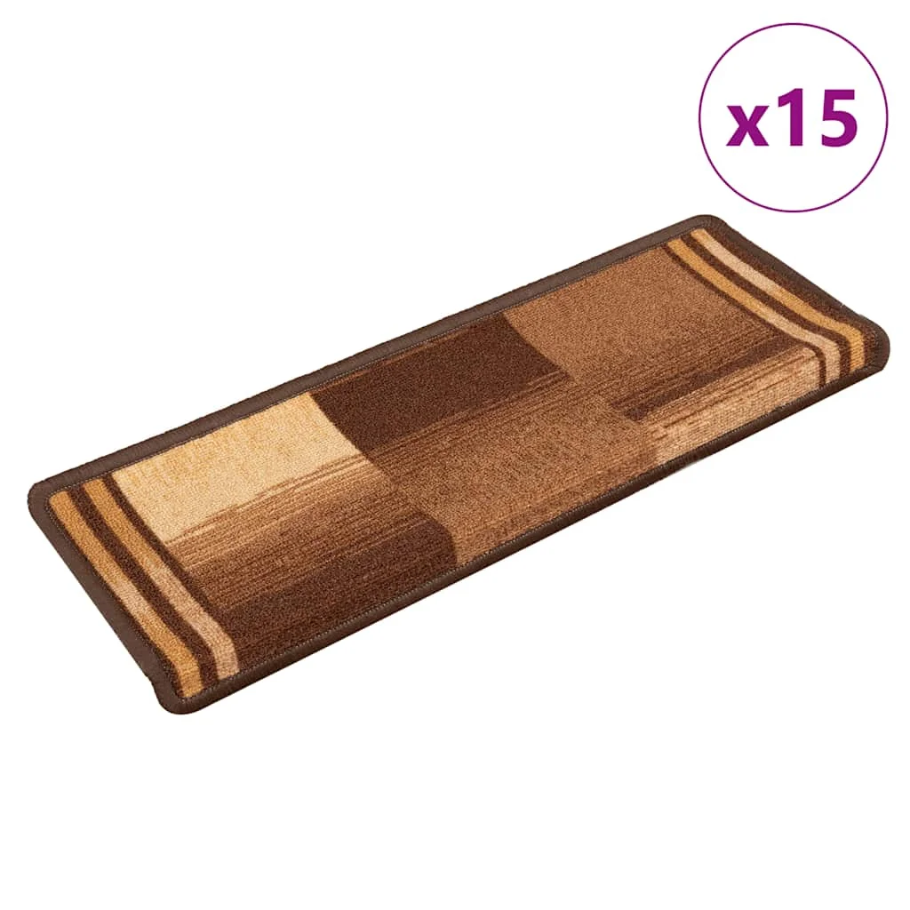 Samolepiace nášľapy na schody 15 ks 65x21x4 cm hnedé