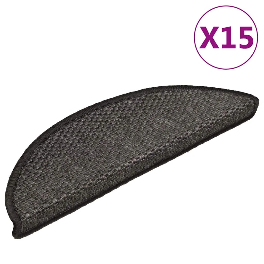 Samolepiace nášľapy vzhľad sisalu 15 ks 56x17x3 cm antracitové