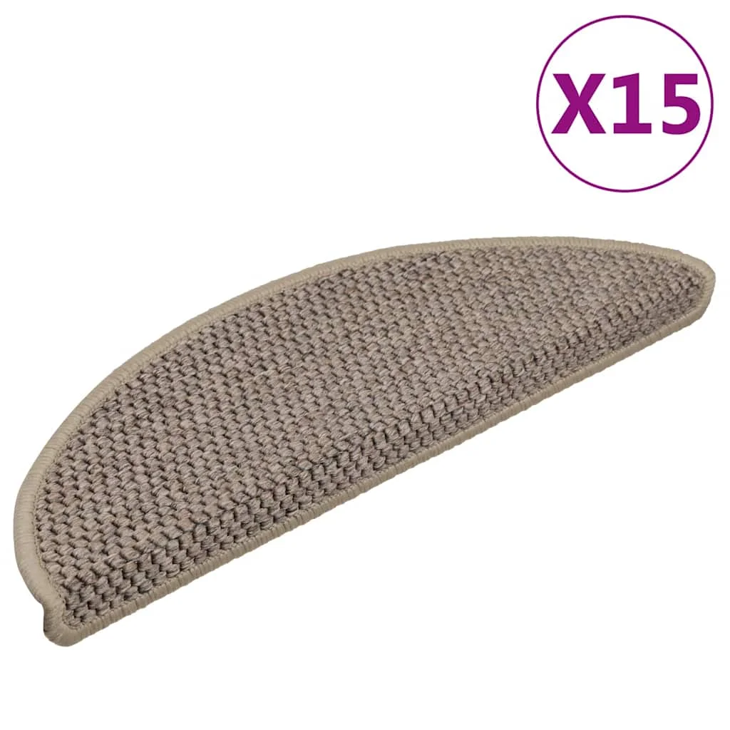 Samolepiace nášľapy na schody vzhľad sisalu 15 ks 56x17x3 cm