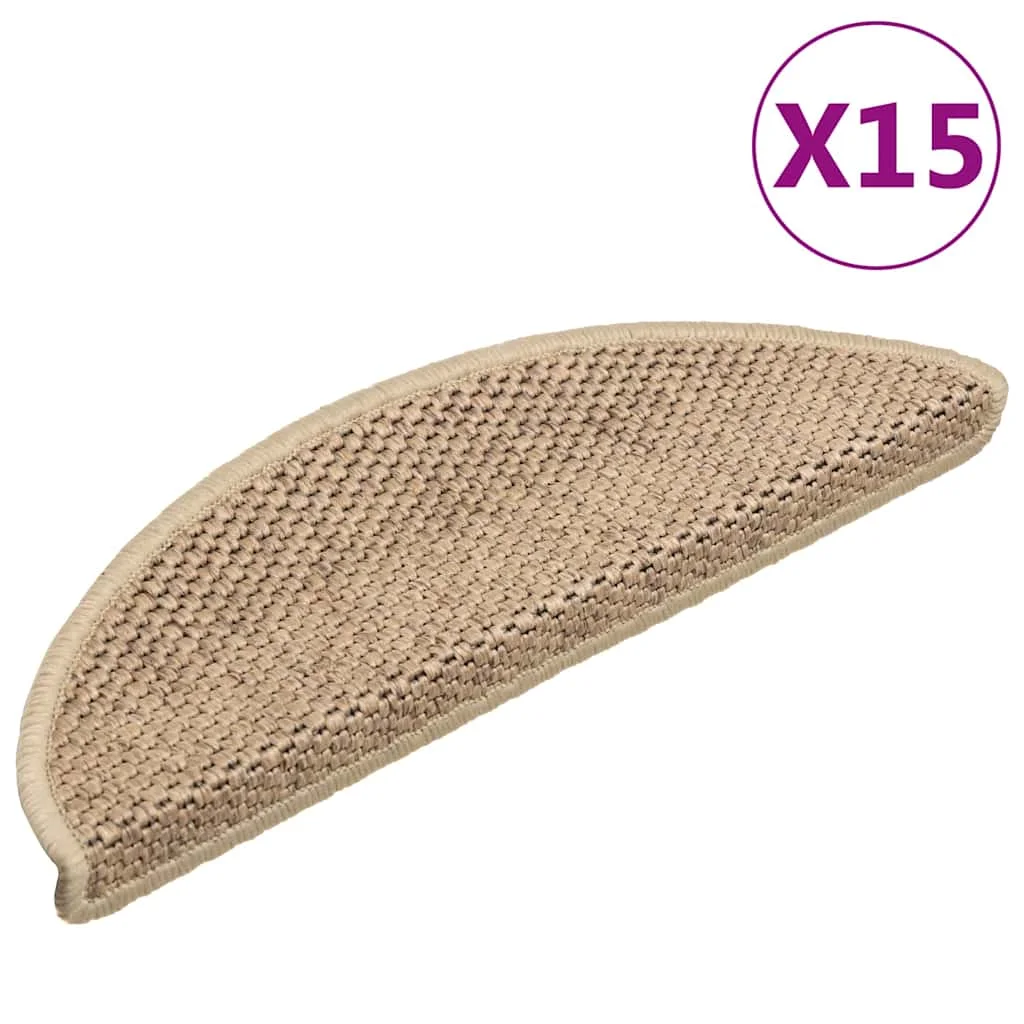 Samolepiace nášľapy na schody 15 ks 56x17x3 cm pieskové