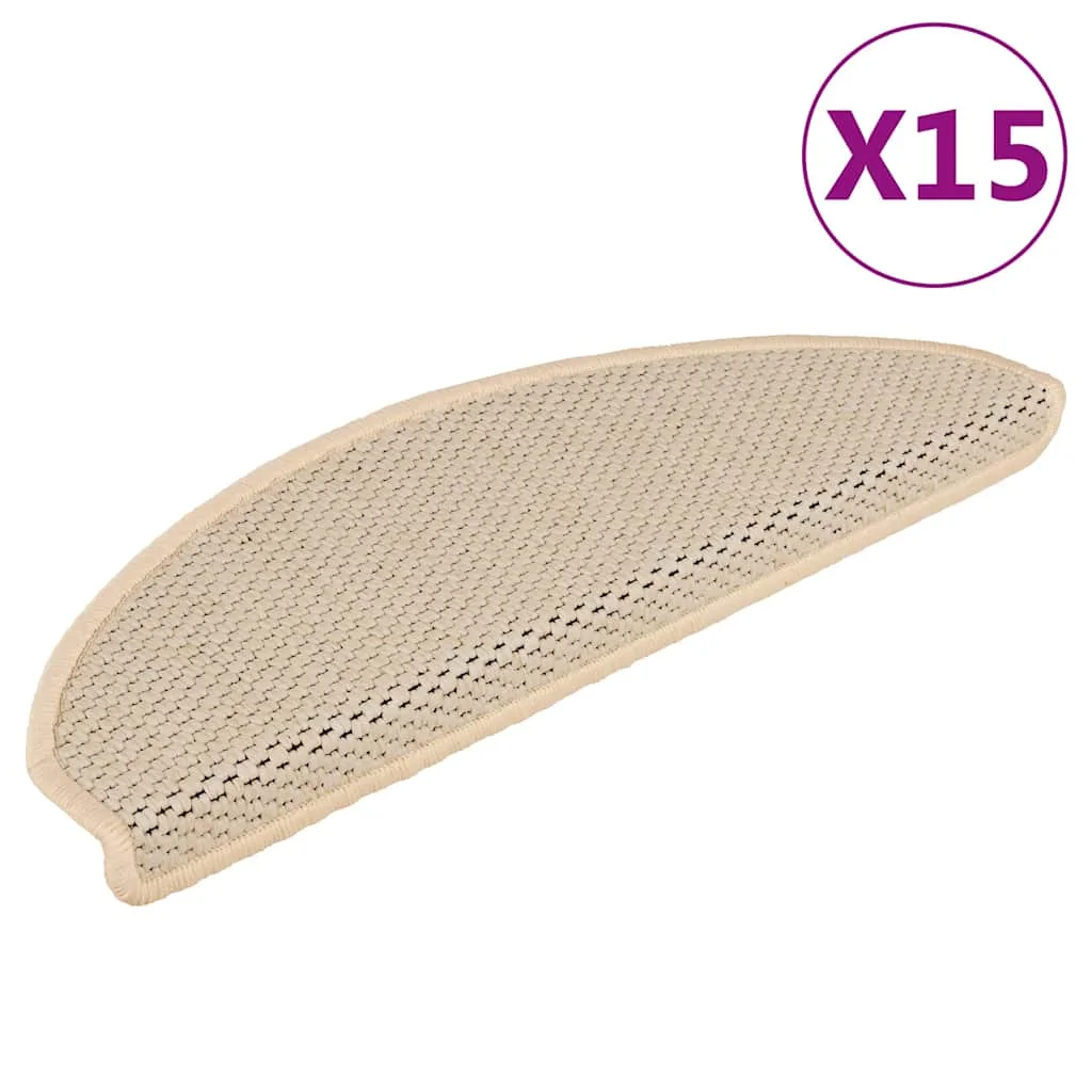 Samolepiace nášľapy na schody, sisalový vzhľad 15 ks 65x21x4 cm