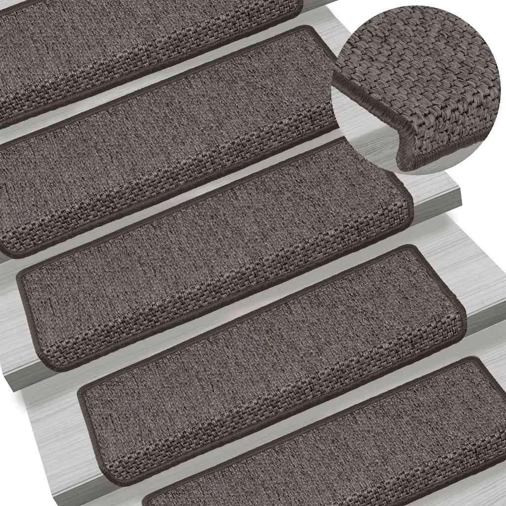 Nášľapy na schody vzhľad sisal 15 ks 65x21x4 cm sivé a béžové