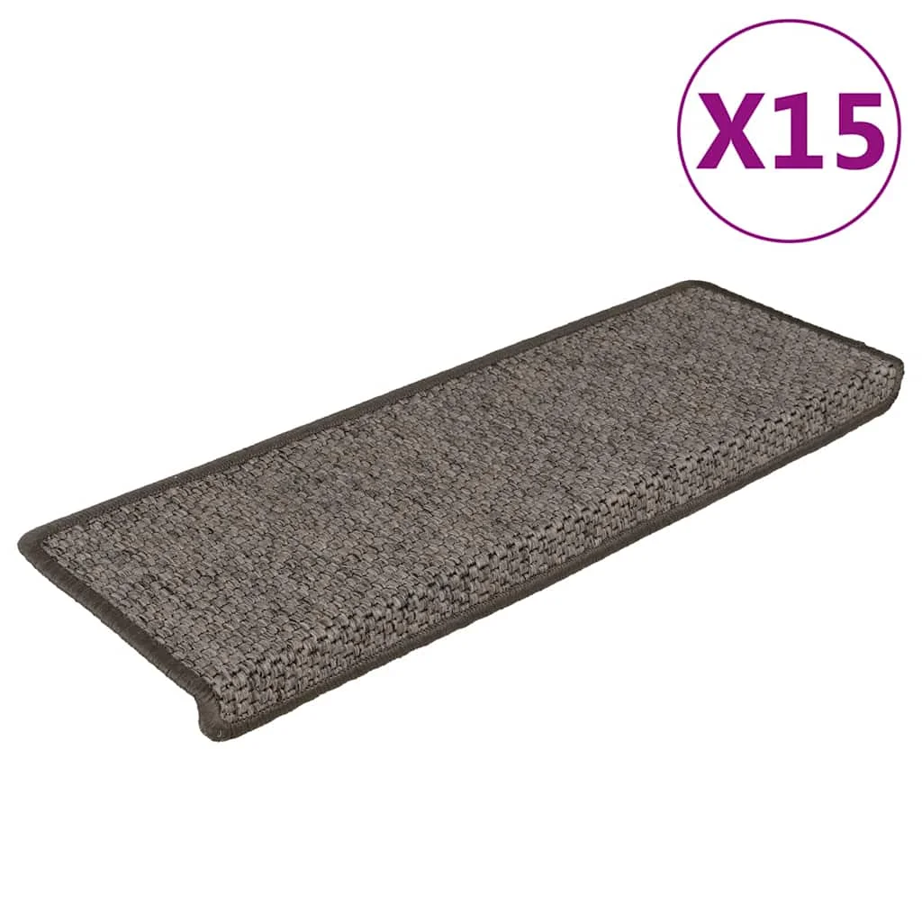 Nášľapy na schody vzhľad sisal 15 ks 65x21x4 cm sivé a béžové