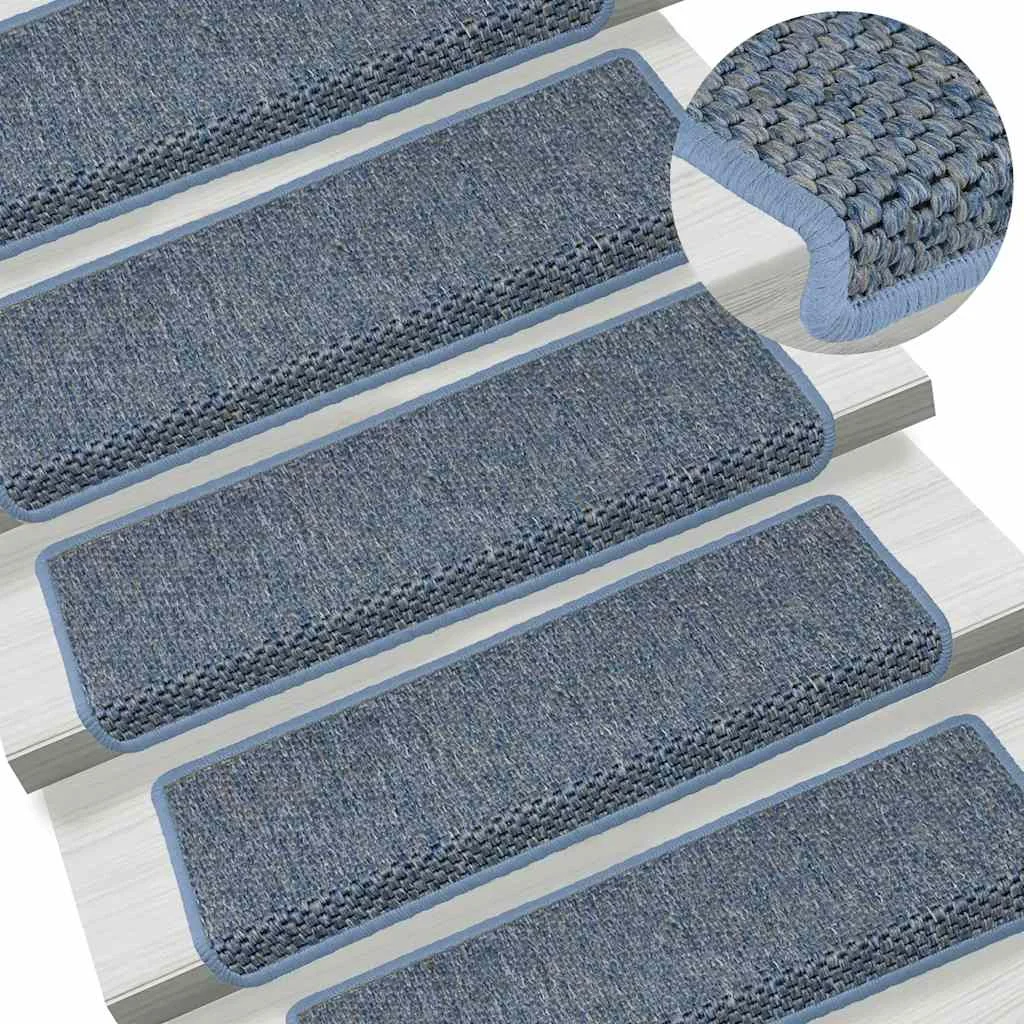 Samolepiace nášľapy na schody vzhľad sisal 15ks 65x21x4cm modré