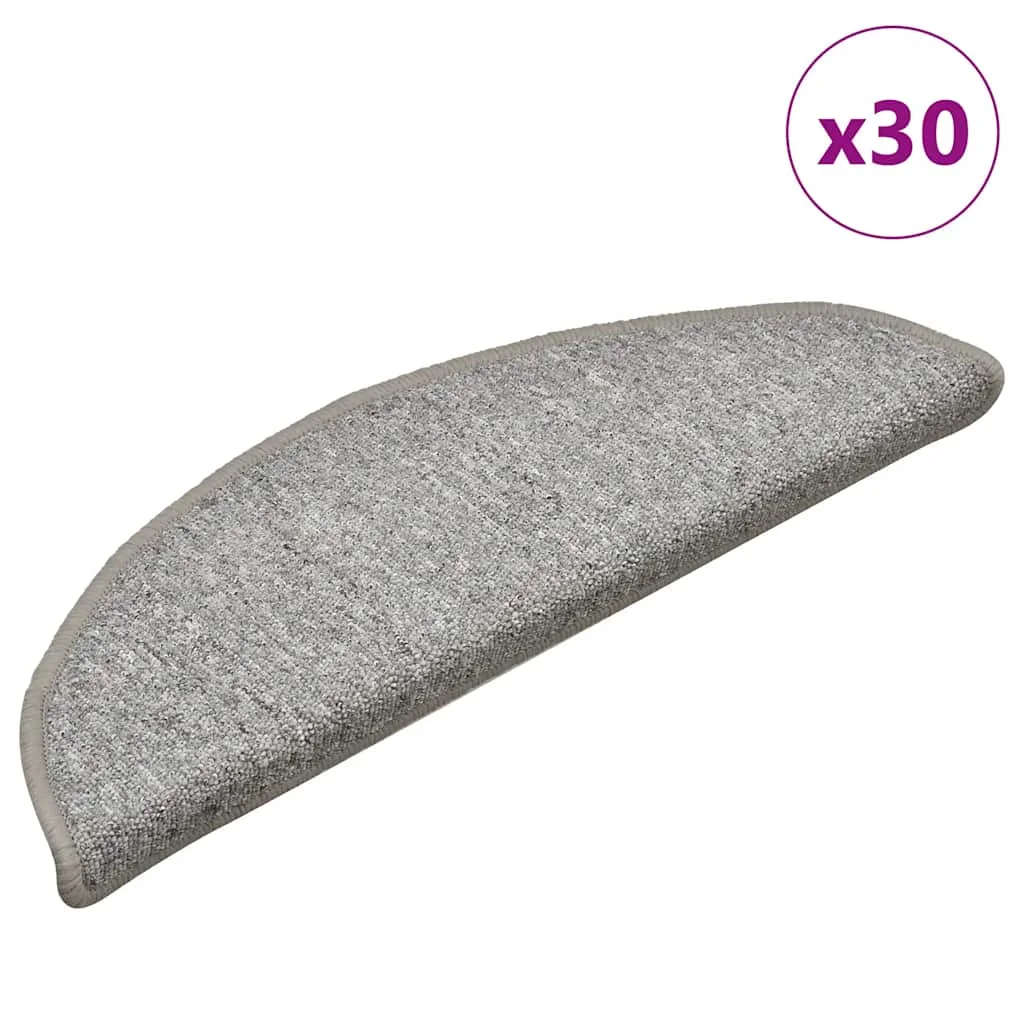 Schodové rohože 30 ks 56x17x3 cm svetlosivé polkruhové