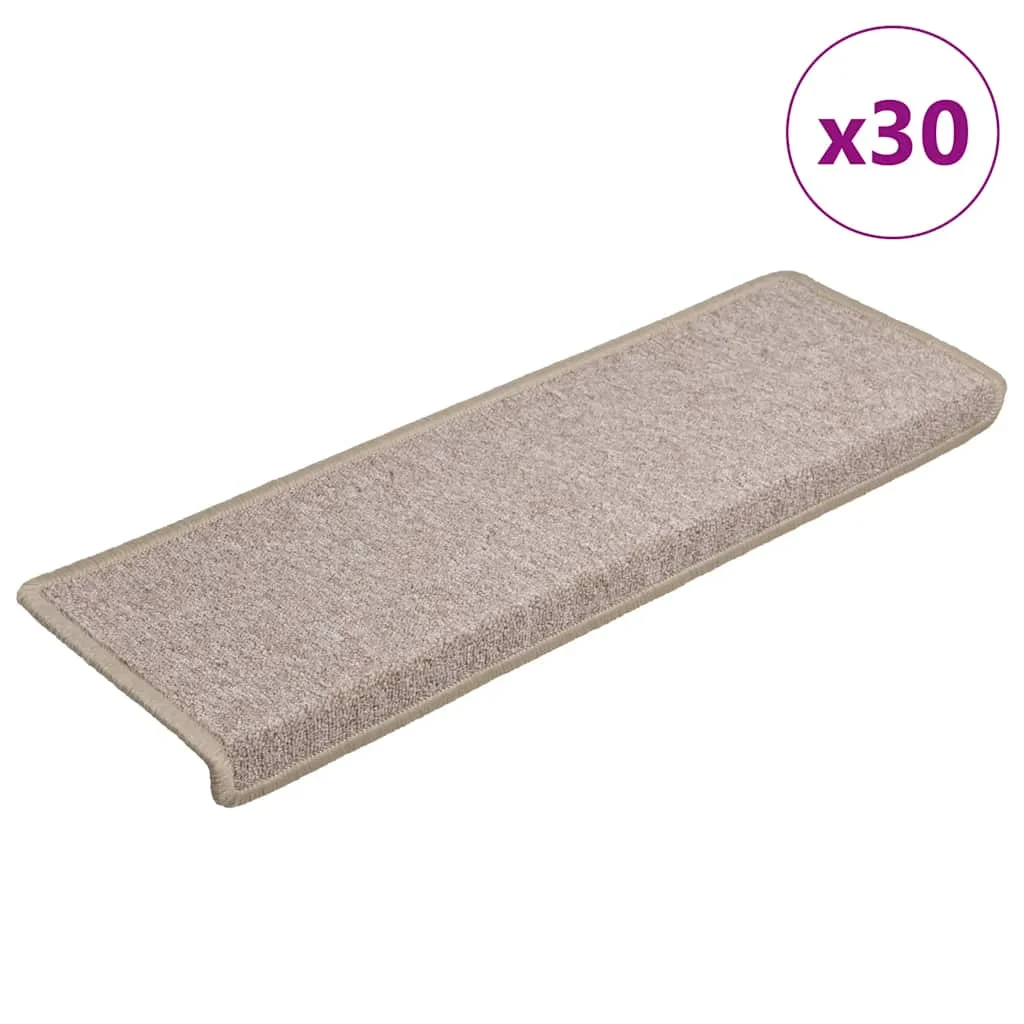 Schodové rohože 30 ks 65x21x4 cm taupe s obdĺžnikovým okrajom