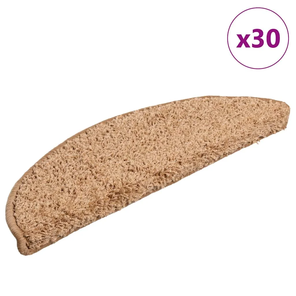 Schodové rohože 30 ks 56x17x3 cm béžové, polkruhové
