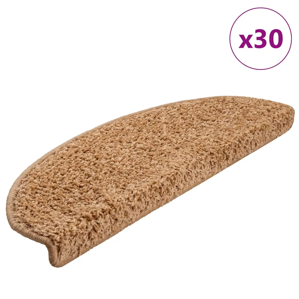 Schodové rohože 30 ks 65x21x4 cm béžové, polkruhové, veľké
