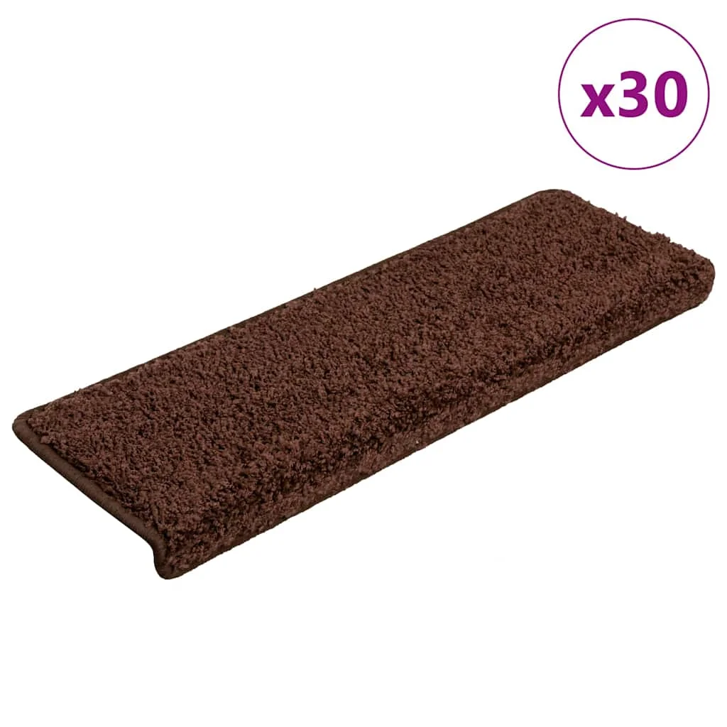 Schodové rohože 30 ks 65x21x4 cm hnedé s obdĺžnikovým okrajom