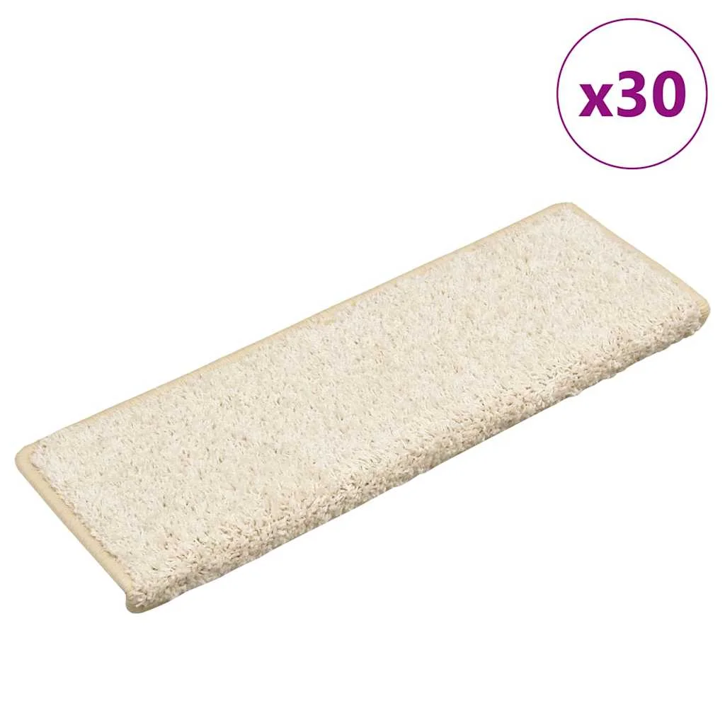 Schodové rohože 30 ks 65x21x4 cm biele s obdĺžnikovým okrajom