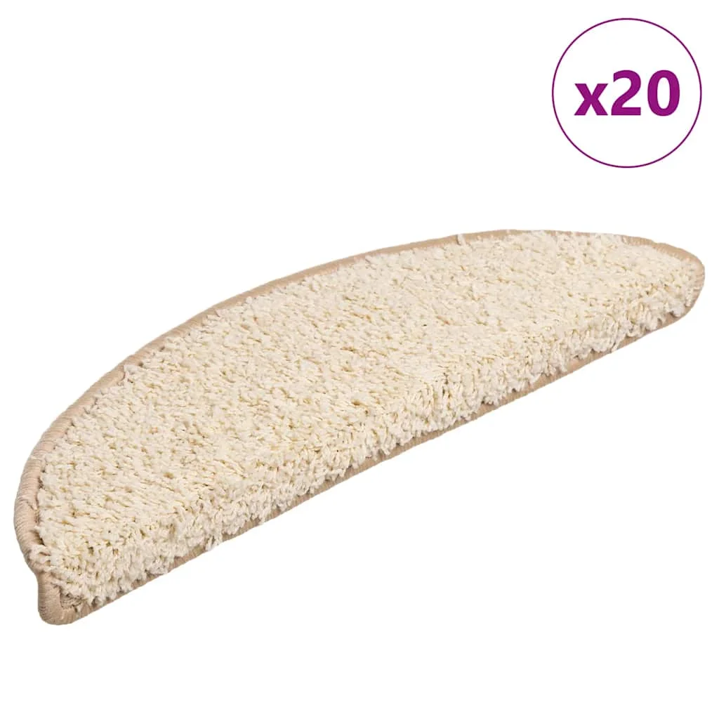Schodové rohože 20 ks 56x17x3 cm krémové, polkruhové