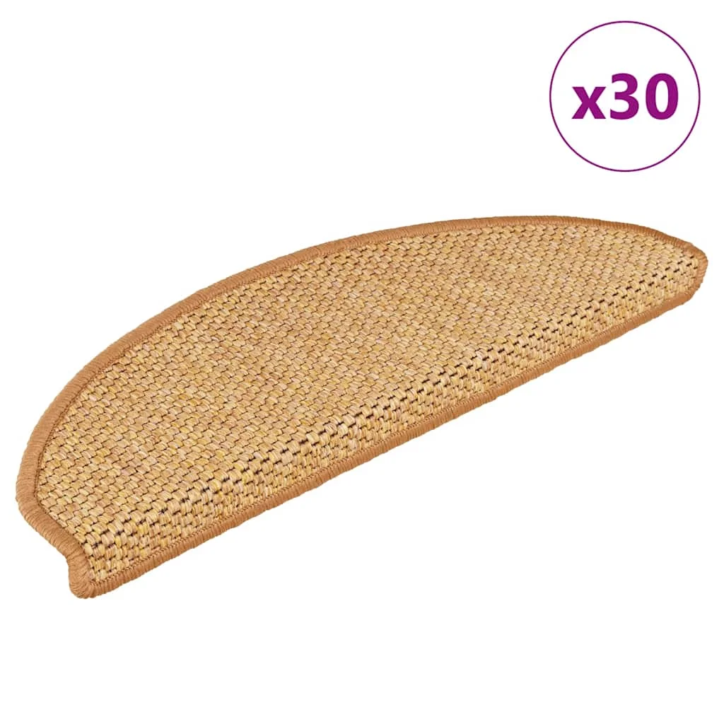 Samolepiace nášľapy na schody sisal 30 ks 65x21x4 cm sisal