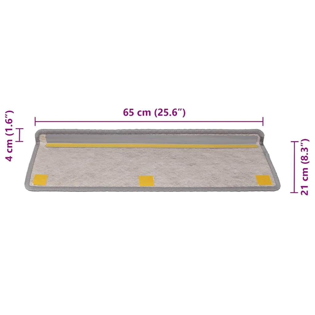 Samolepiace nášľapy na schody Sisal 30 ks 65x21x4 cm strieborné