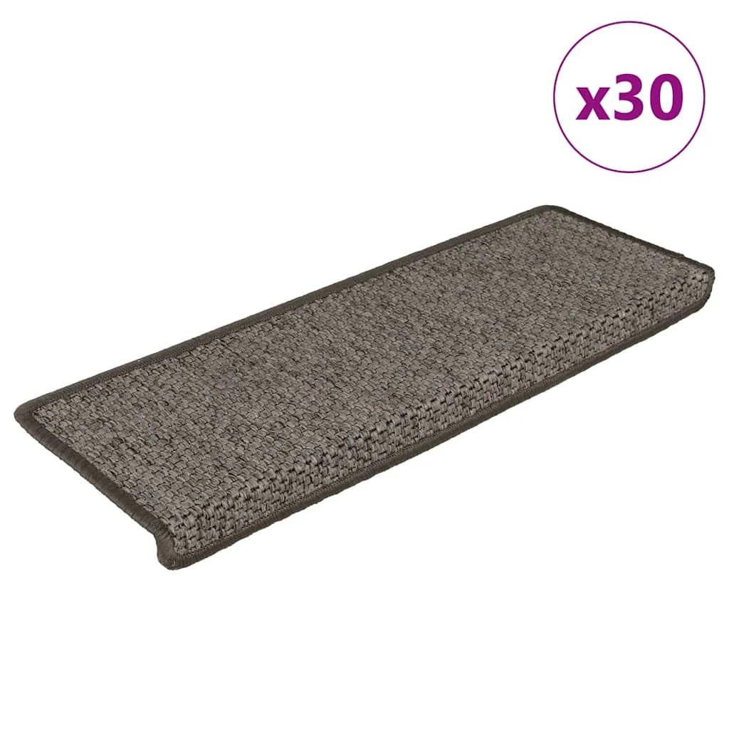 Nášľapy na schody vzhľad sisal 30 ks 65x21x4 cm sivé a béžové