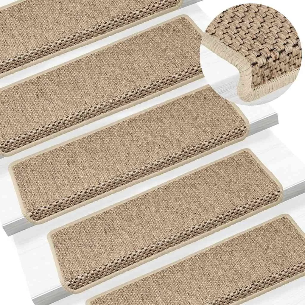 Samolepiace nášľapy na schody sisal 30 ks 65x21x4 cm pieskové