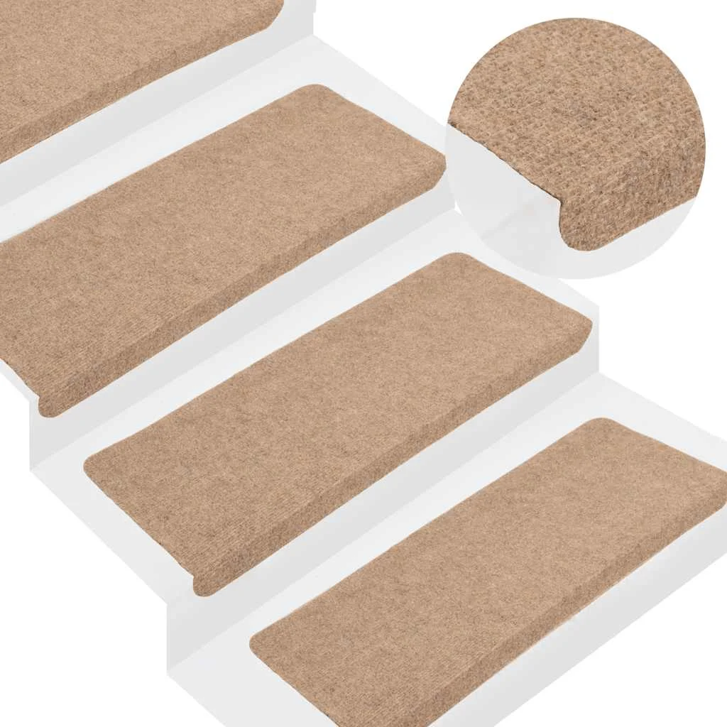 Samolepiace nášľapy na schody 15 ks 65x24,5x3,5 cm béžové