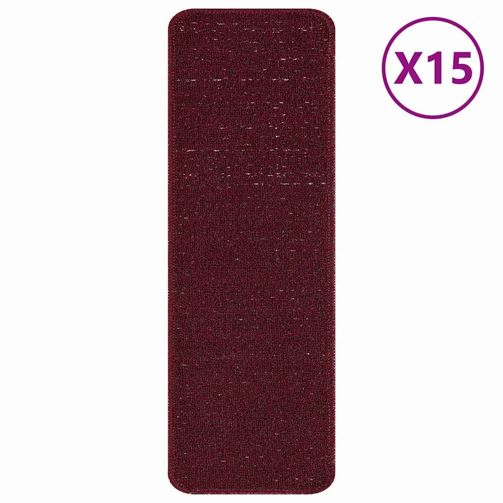 Protišmykové schodové rohože 15 pcs Bordová 60 x 25 cm PP