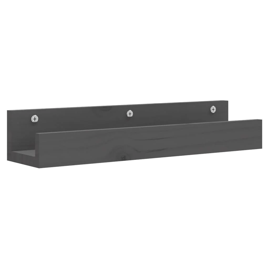 Nástenné skrinky 2 ks sivé 50x12x9 cm masívna borovica