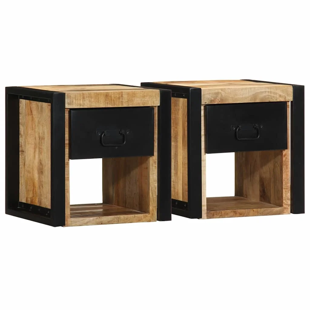 nočné skrinky 2 ks 40x35x40 cm masívne hrubé drevo mango