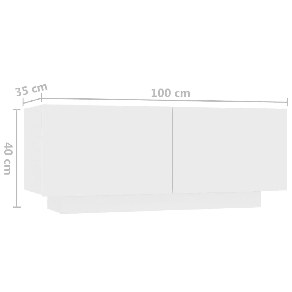 TV skrinka s LED svetlami biela 180x35x40 cm