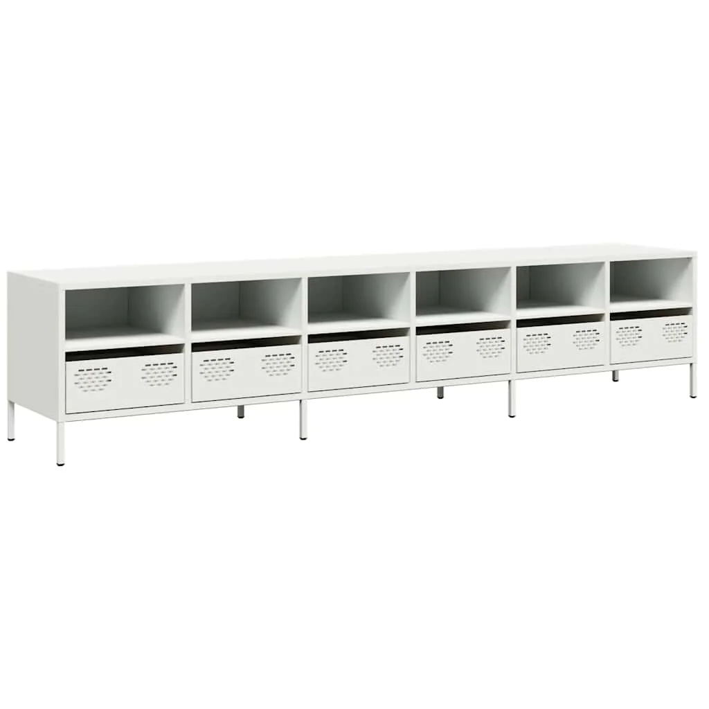 TV skrinka biela 202x39x43,5 cm oceľ valcovaná za studena