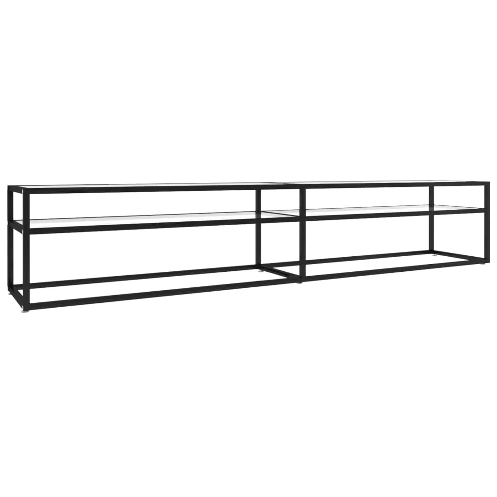TV stolík priehľadný 220x40x40,5 cm tvrdené sklo