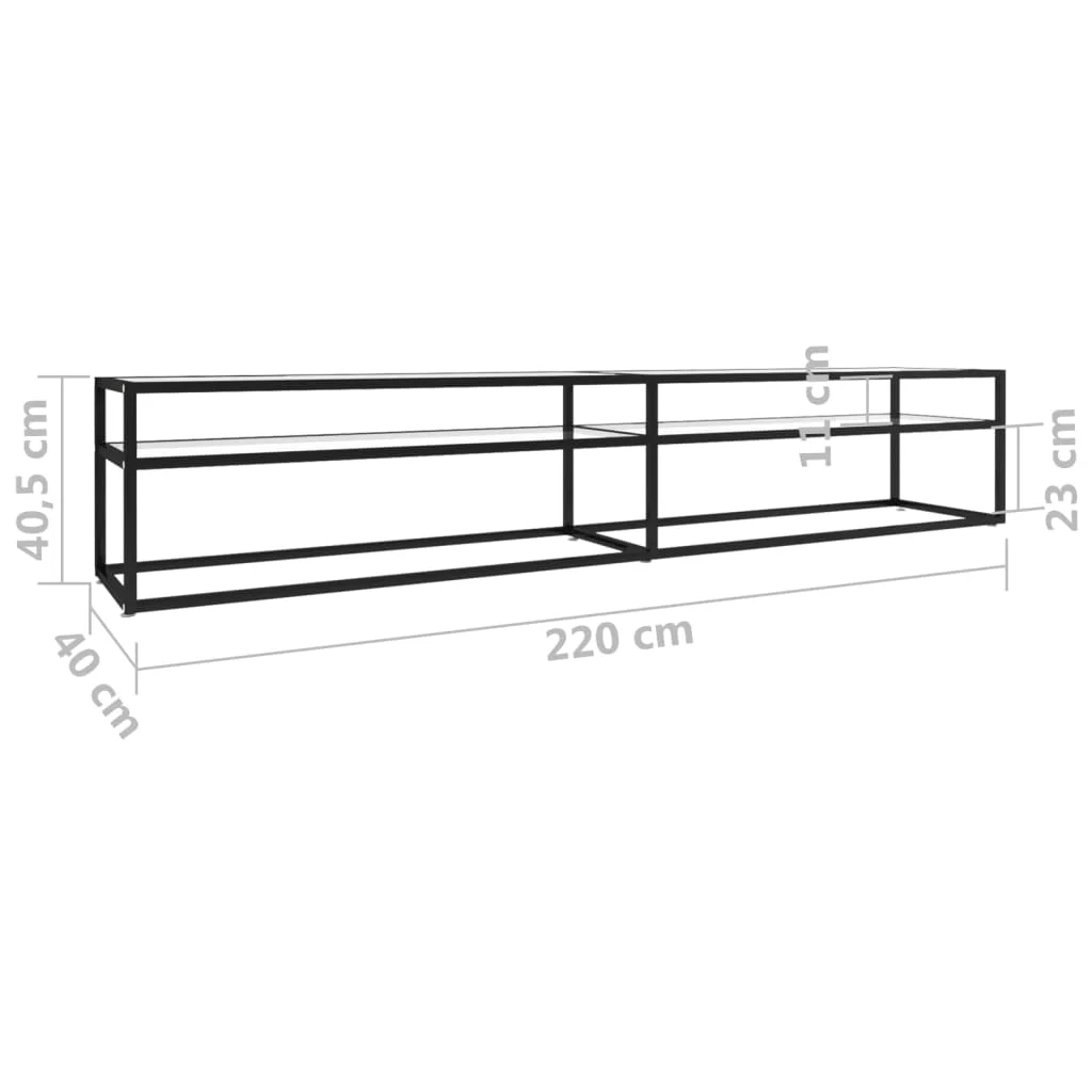 TV stolík priehľadný 220x40x40,5 cm tvrdené sklo