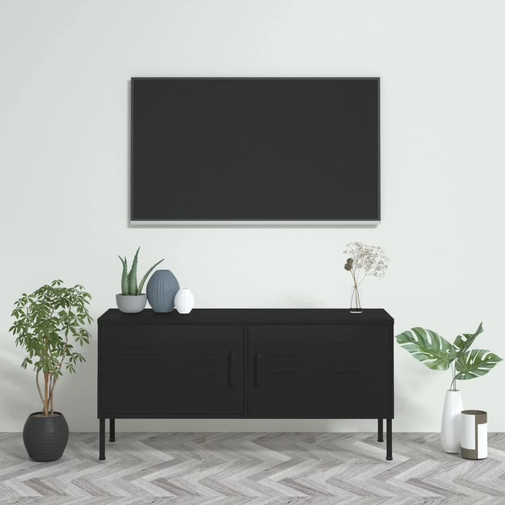 TV skrinka čierna 105x35x50 cm oceľ 