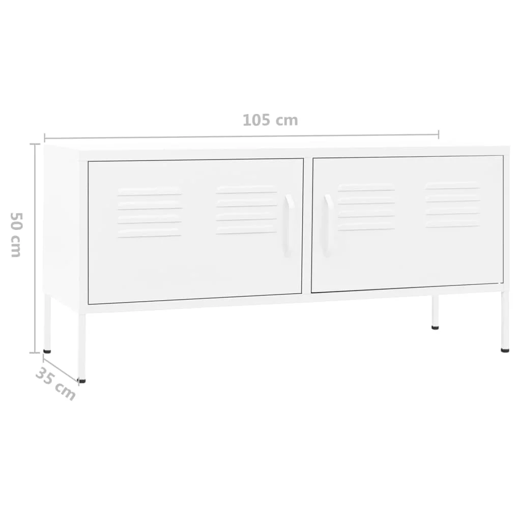 TV skrinka biela 105x35x50 cm oceľ 