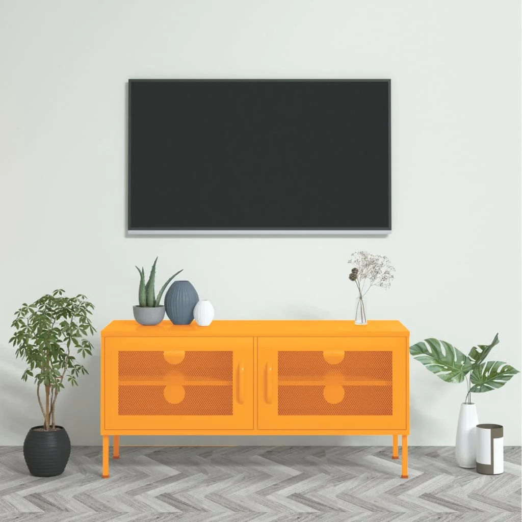 TV skrinka horčicovo-žltá 105x35x50 cm oceľ 