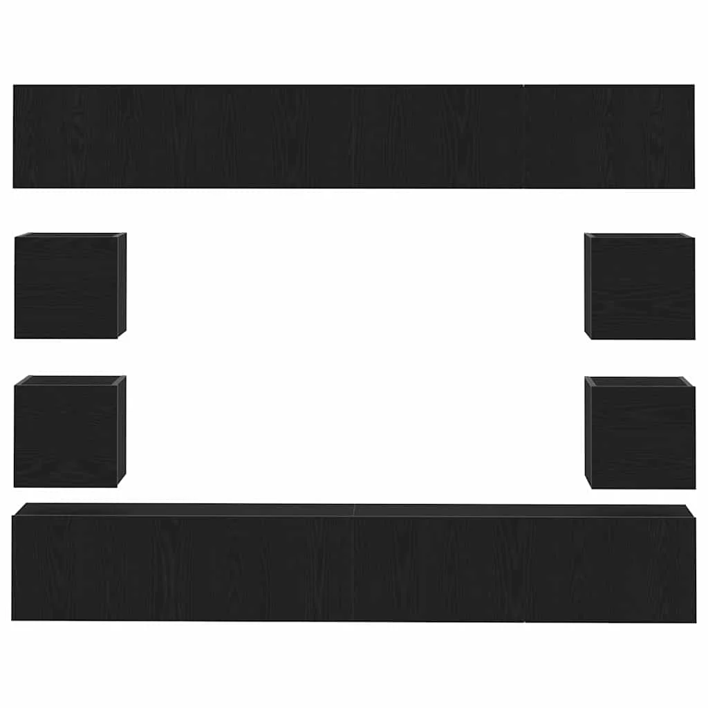 6-dielna TV súprava - nástenná, čierny dub, inžinierske drevo